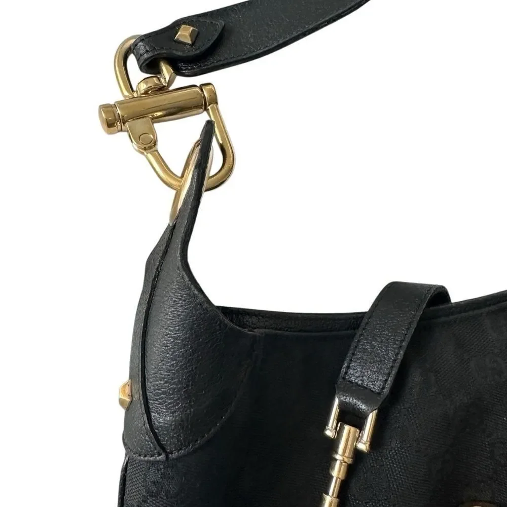 Gucci Black Jackie Hobo with Gold Piston lock